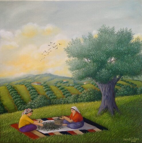 5208 Zeytin Ayıklayan kadınlar 40x40 